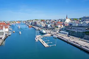 Navigation Prints: View of Haugesund skyline from Risøy Bridge on a sunny day