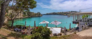Chairs Prints: View of headland from restaurant in Parc de Portocristo