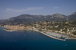 Images Dated 27th August 2007: View from helicopter of Menton, Alpes-Maritimes, Provence, Cote d Azur
