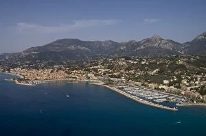 View from helicopter of Menton, Alpes-Maritimes, Provence, Cote d Azur