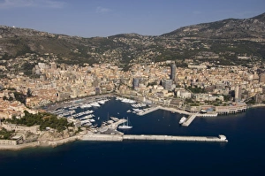 View from helicopter of Monte Carlo, Monaco, Cote d Azur, Mediterranean, Europe