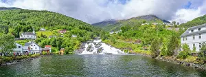 Cascading Prints: View of Hellesylt waterfall in Hellesylt