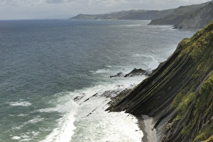 Sea Cliffs Prints: View from high point on the wild Basque coast, Euskadi, Spain, Europe
