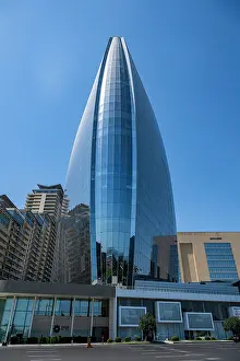 Glass Prints: View of high rise buildings in Baku with modern architecture