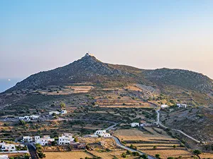 Patmos Prints: View towards the hill with Prophet Elias Church