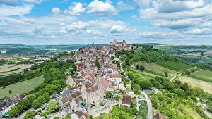 Roads Prints: View of the hill town and Abbey of Vezelay