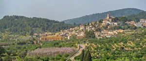 Terracotta Prints: View of hilltop town of Selva, Majorca, Balearic Islands, Spain, Mediterranean, Europe