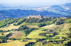 Marche Prints: View towards hilltop village of Monteleone di Fermo and the surrounding countryside
