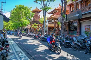 Bali Prints: View of Hindu Temple and street in Kuta, Kuta, Bali, Indonesia, South East Asia, Asia