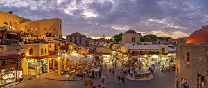 Water Fountain Prints: View of Hippocrates Square at dusk
