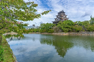 Moat Prints: View of Hiroshima Castle, with museum