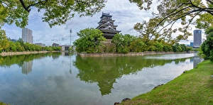 Moat Prints: View of Hiroshima Castle, with museum