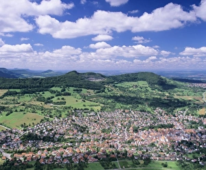Images Dated 23rd July 2008: View from Hohenneuffen Castle to the Albtrauf and Beuron, Swabian Alb, Baden Wurttemberg, Germany