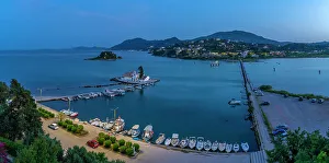 Corfu Prints: View of Holy Monastery of Panagia Vlacherna at dusk
