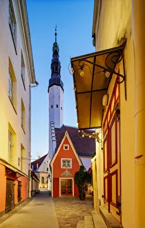 Estonia Prints: View towards the Holy Spirit Church Spire, Tallinn, Estonia, Europe