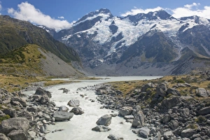 Canterbury Prints: View along the Hooker River to Mount Sefton, Aoraki (Mount Cook) National Park, UNESCO