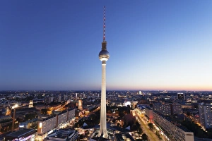 Television Tower Prints: View from Hotel Park Inn over Alexanderplatz Square, Berliner Fernsehturm TV Tower
