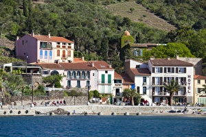 Collioure Prints: A view of houses and the beach at Collioure