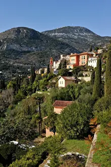 Southern Prints: View of houses and greenery in Roquebrune-Cap-Martin on the French Riviera during daylight
