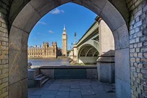Westminster Prints: View of Houses of Parliament and Westminster Bridge during summer in Westminster