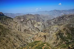 Yemen Prints: View over a huge canyon from the Pre-Aksumite settlement of Qohaito (Koloe)