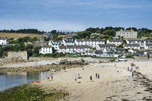View over Hugh Town, St. Marys, Isles of Scilly, England, United Kingdom, Europe