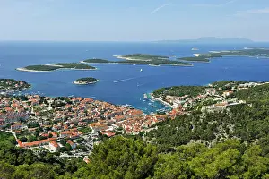 Southeast Europe Prints: View over Hvar city from the fortress Napoleon with Hell's Islands (Pakleni) in the background