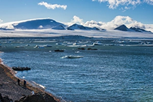 Brown Bluff Prints: View over icebergs and the glaciers of Brown Bluff, Antarctica, Polar Regions