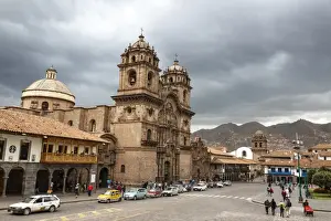Cuzco Prints: View over Iglesia de la Compania de Jesus church and La Merced church