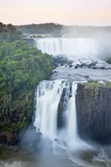 Waterfalls Prints: View of the Iguassu waterfalls and river, Iguazu Falls (Foz de Iguacu)