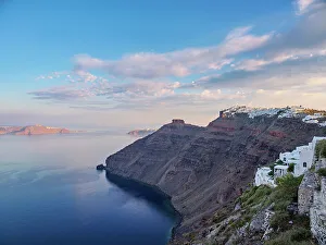 Fira Prints: View towards Imerovigli, Santorini (Thira) Island, Cyclades, Greek Islands, Greece, Europe