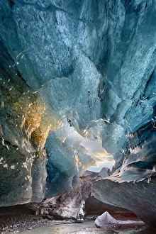 Jokulsarlon Prints: View inside an ice cave under the south Vatnajokull Glacier