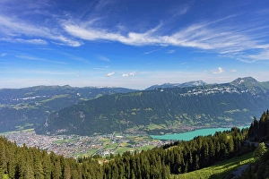 Bern Prints: View of Interlaken and Lake Brienz, Bernese Oberland, Canton of Bern, Switzerland