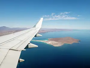 Commercial Prints: View of Isla Coronado from a commercial flight over Baja California Sur