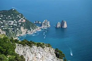 Clifftop Prints: View over the Island of Capri, Gulf of Naples, Campania, Italy, Europe