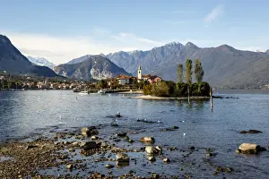View over Isola Superiore (Isola dei Pescatori) from Isola Bella, Borromean Islands, Lake Maggiore, Italian Lakes, Piedmont, Italy, Europe