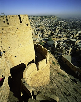 View of Jaisalmer and old surrounding walls