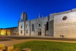 Nightfall Prints: View of Jerónimos Monastery (Monastery of the Hieronymites) at dusk