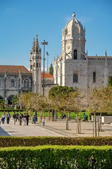 Destinations Prints: View of Jerónimos Monastery (Monastery of the Hieronymites) from Empire Square Garden on a sunny day