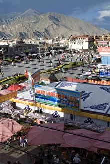 Lhasa Prints: View from Jokhang Square towards Jokhang Temple