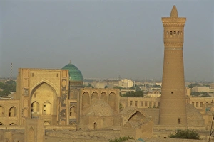 View of Kalyan Tower from water tower, Bukhara, Uzbekistan, Central Asia, Asia