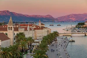 Trogir Prints: View from Kamerlengo Fortress over the old town of Trogir at sunset