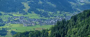 Reservoir Prints: View of Kaprun from Plettsaukopf Reservoir on a sunny day