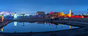 Storytelling Prints: View of Karnak Temple sound and light show at dusk, Luxor, Egypt, Africa