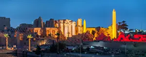Storytelling Prints: View of Karnak Temple sound and light show at dusk, Luxor, Egypt, Africa