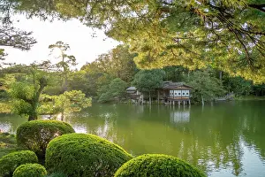 Harmonious Prints: View of Kasumiga-ike Pond in Kenrokumachi Japanese Garden