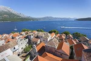 Korcula Prints: View from Katedrala Svetog Marka, in Korcula Town, Korcula, Dalmatia, Croatia, Europe