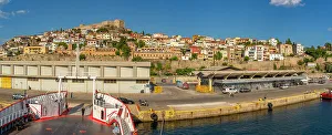 Sea View Prints: View of Kavala Fortress from ferry