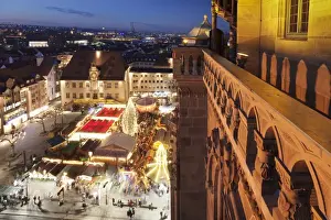 Christmas Fair Prints: View from Kilianskirche church of Christmas fair in the marketplace
