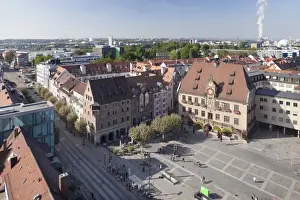Heilbronn Prints: View from Kilianskirche church of Town Hall with astronomical clock and Market Place